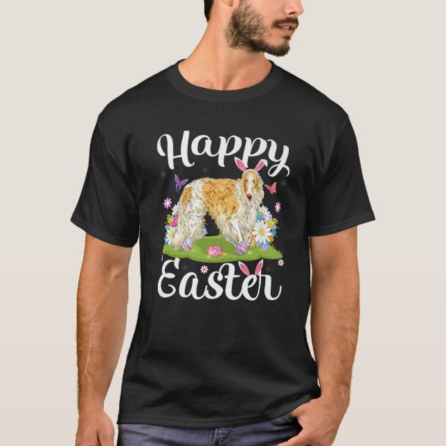 Camiseta Huevo de Pascua de Perro Borzoi Floral Borzoi East (Anverso)