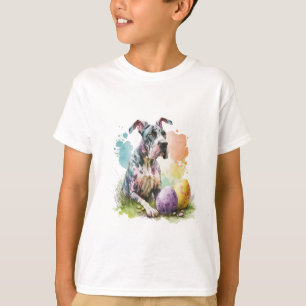 Camiseta Huevo de Pascua de Perro Grandioso de Danés, Feliz