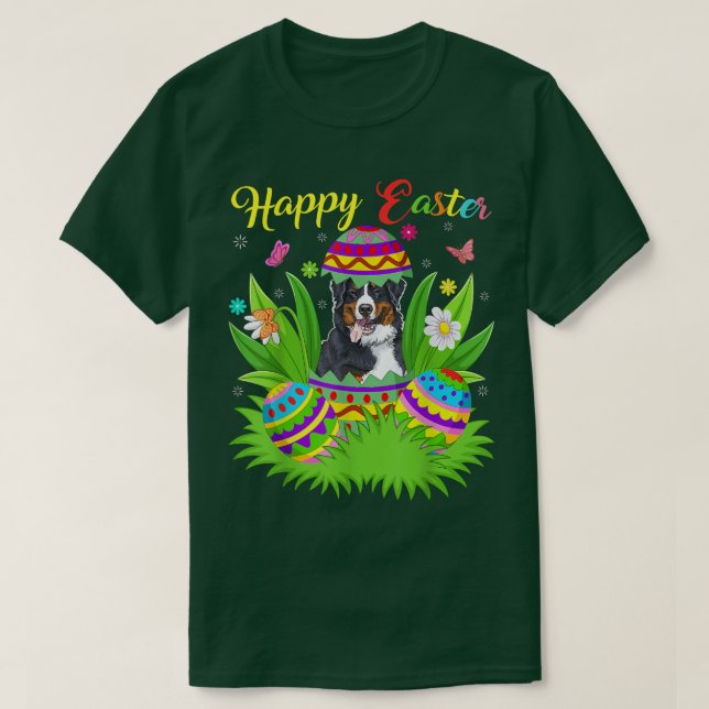 Camiseta Huevo de Pascua Floral Divertido Perro de Montaña  (Diseño del anverso)