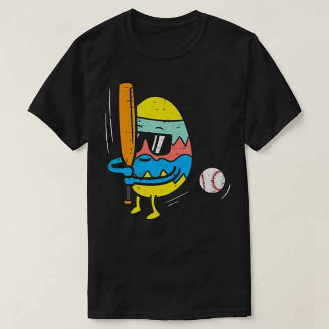Camiseta Huevo de Pascua Jugando Béisbol Cute Deportes Homb (Diseño del anverso)