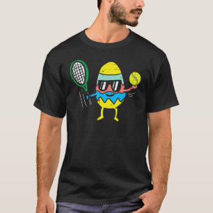 Camiseta Huevo de Pascua Jugando Tennnis Jugadores Deportiv