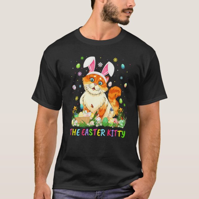 Camiseta Huevo de Pascua Kitty Easter Bunny Ear Kitty Cat E (Anverso)