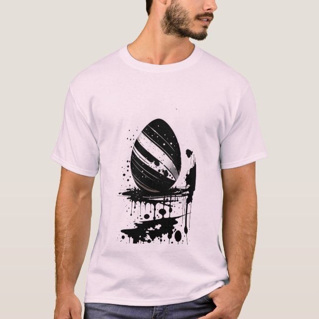 Camiseta Huevo de Pascua Negro Splatter Tinta festividad ca (Anverso)