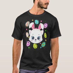 Camiseta Huevo de Pascua Oreja de conejo Cara de gato Domin