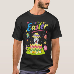Camiseta Huevo de Pascua Perro Husky Siberiano Feliz Pascu