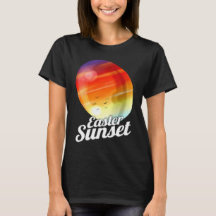 Camiseta Huevo de Pascua Pintado al Atardecer de Pascua Par