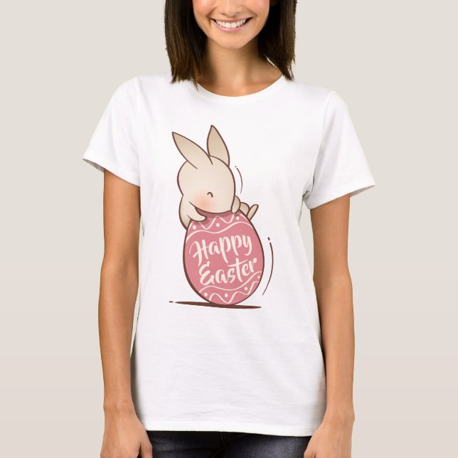 Camiseta Huevo de Pascua Rosa Adorable Bunny (Anverso)