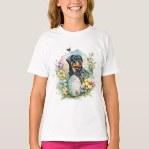 Camiseta Huevo de Pascua Rottweiler Perro, Rottweiler Feliz