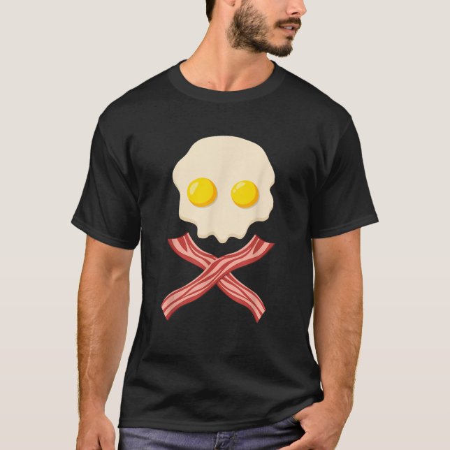 Camiseta Huevo espeluznante Bacon Skull Face Monster Zombie (Anverso)