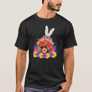 Camiseta Huevo Face Rabbit Flowers Head Glasses For Eas