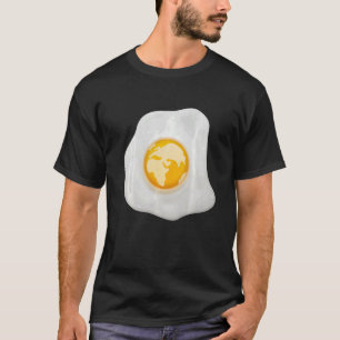 Camiseta Huevo frito con globo terrestre con traje de yema