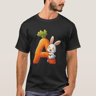 Camiseta Huevos alfabeto Pascua ABCs Zanahoria Letra A para