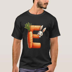 Camiseta Huevos alfabeto Pascua ABCs Zanahoria Letra E para