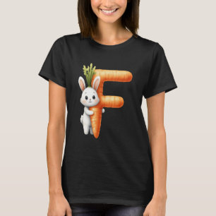 Camiseta Huevos alfabeto Pascua ABCs Zanahoria Letra F para