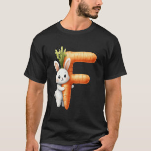 Camiseta Huevos alfabeto Pascua ABCs Zanahoria Letra F para