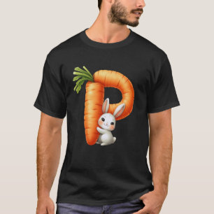 Camiseta Huevos alfabeto Pascua ABCs Zanahoria Letra P para
