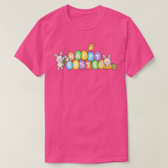 Camiseta Huevos de EASTER FELIZ con conejos conejitos felic (Diseño del anverso)