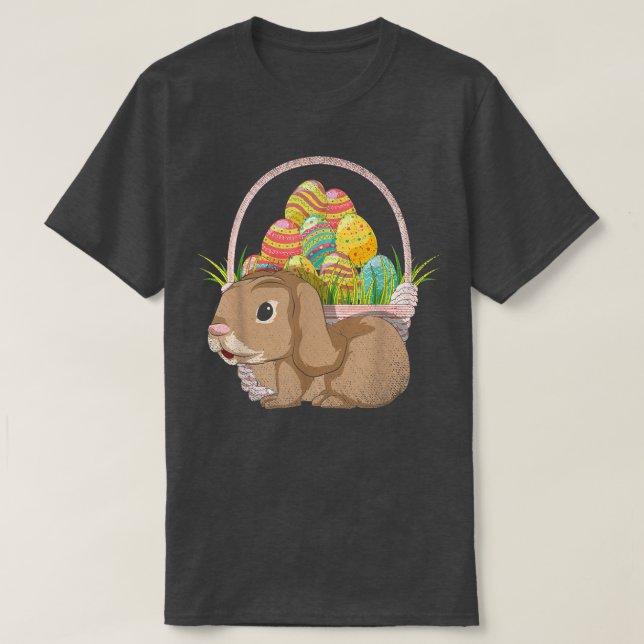 Camiseta Huevos de Pascua Cesta de Pascua Festividad de Pas (Diseño del anverso)