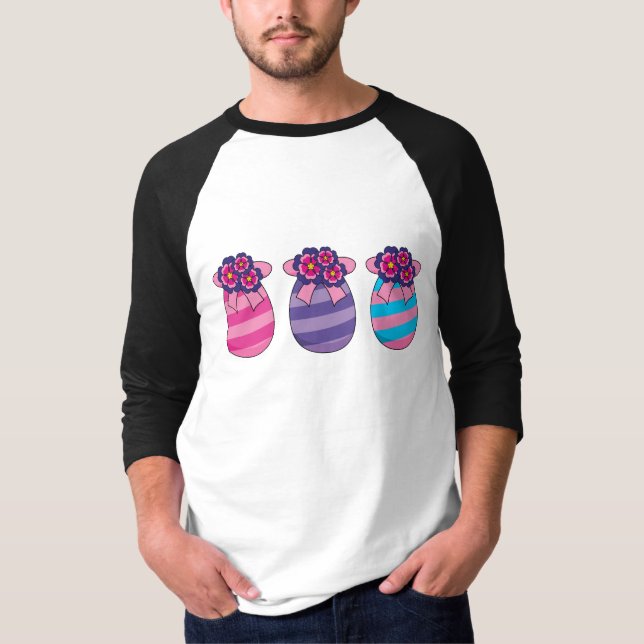 Camiseta Huevos de Pascua con flores y cinta de opciones (Anverso)