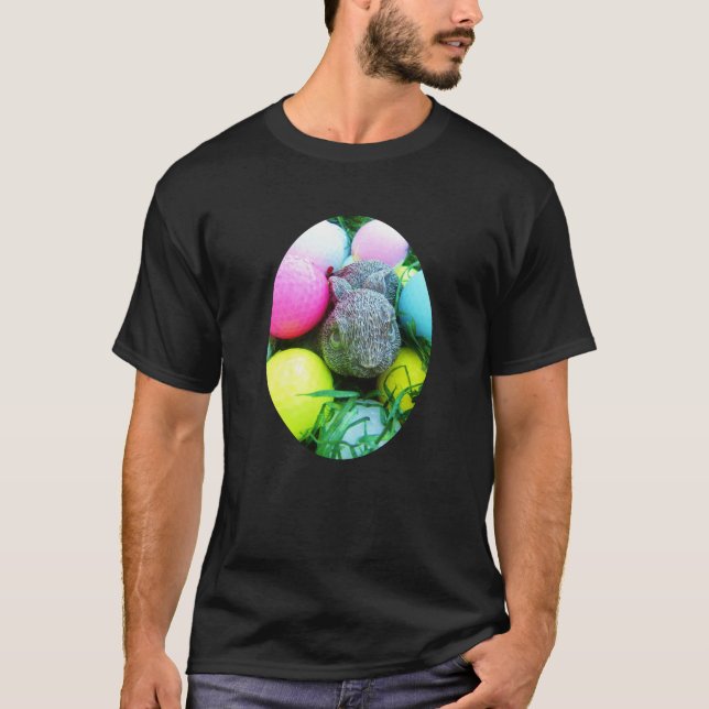Camiseta Huevos de Pascua, Conejo, Bolas de Golf (Anverso)