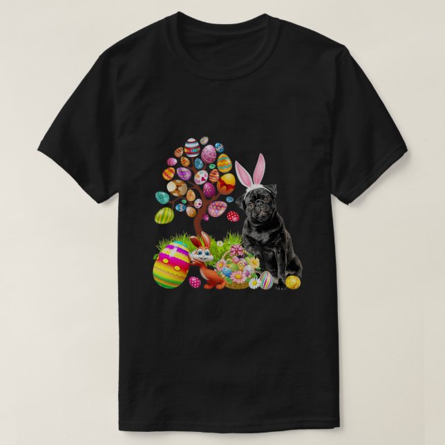 Camiseta Huevos de pascua NEGRO Dogs Día de Pascua para con (Diseño del anverso)