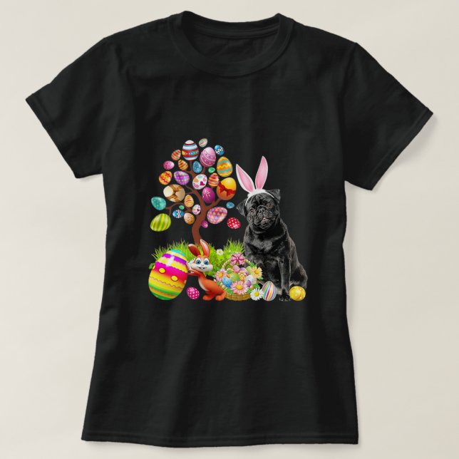 Camiseta Huevos de pascua NEGRO Dogs Día de Pascua para con (Diseño del anverso)