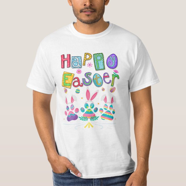 Camiseta Huevos de Paw Feliz Día de Pascua Perro (Anverso)