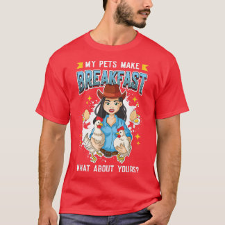 Camiseta Huevos de pollo - Mis Mascotas desayunan granja de