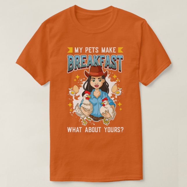 Camiseta Huevos de pollo Mis Mascotas desayunan pollo Farme (Diseño del anverso)