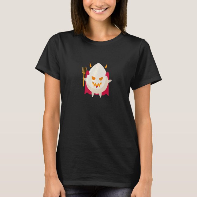 Camiseta Huevos esculpidos Ropa Diablo Cuernos Halloween Hu (Anverso)