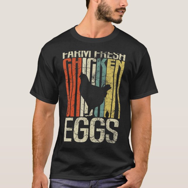 Camiseta Huevos Frescos De Gallina De Granjeros Grunge Retr (Anverso)