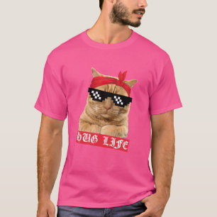 Camiseta Hug Life Kitty Cat Thug Gansta Funny Gangster