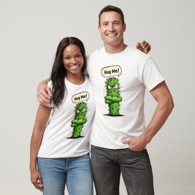Camiseta Hug Me Funny Angry Cactus (Unisexo)