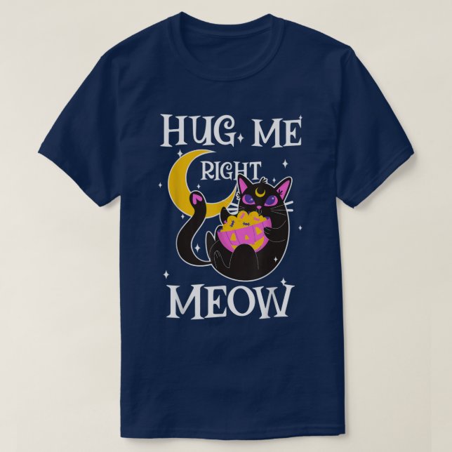 Camiseta Hug Me Right Meow Funny Halloween 504 4662 (Diseño del anverso)