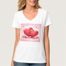 Hugging Hearts T-Shirt | Romantic Love Shirt with 