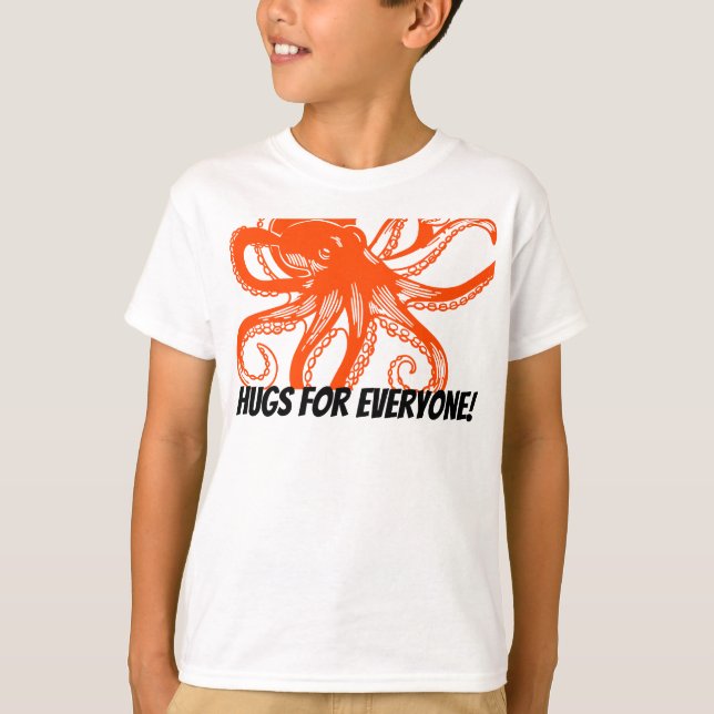 Camiseta Hugging orange Octopus Kids T-Shirt  (Anverso)