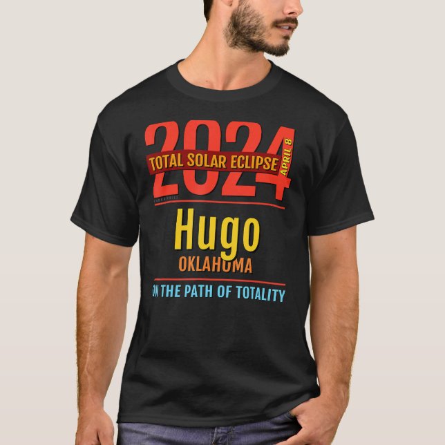 Camiseta Hugo Oklahoma OK Eclipse Solar Total 2024  4  (Anverso)