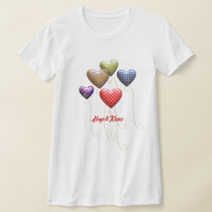Camiseta HUGS & KISSES Heart Balloons Valentine Gift