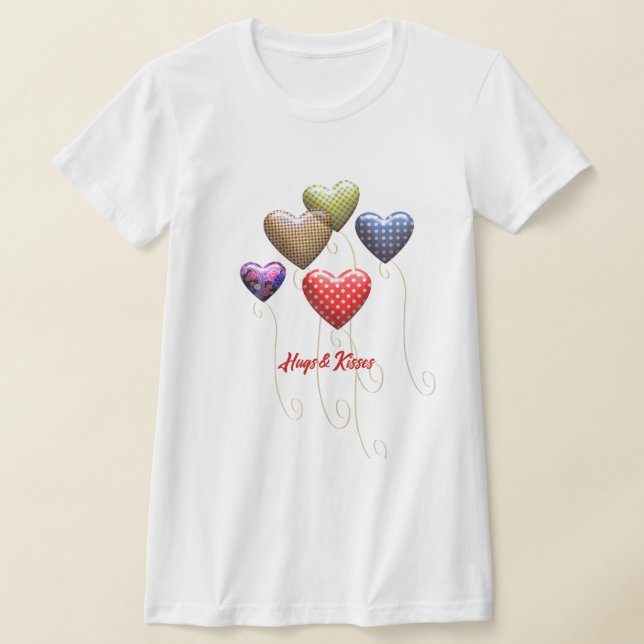 Camiseta HUGS & KISSES Heart Balloons Valentine Gift (Distribución)