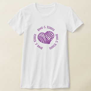 Camiseta HUGS & KISSES PURPLE - Regalo de Valentine Heart