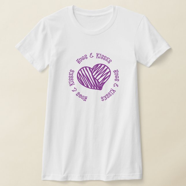 Camiseta HUGS & KISSES PURPLE - Regalo de Valentine Heart (Distribución)