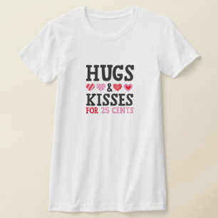 Camiseta HUGS & KISSES - Valentine Heart Gift T-Shirt