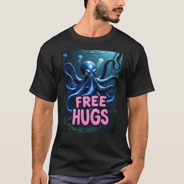 Camiseta HUGS LIBRES (8 Brazos = 4 x Más Amor) Octopus dive (Anverso)