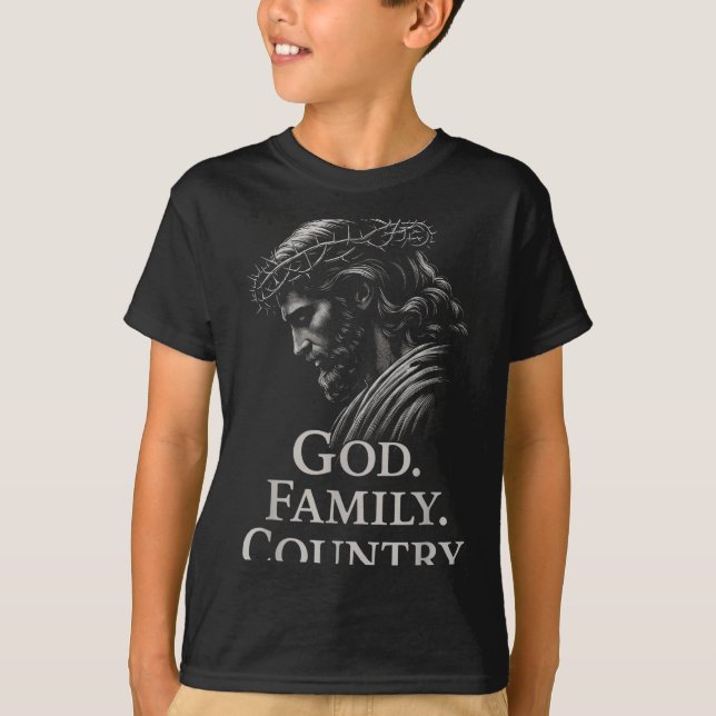Camiseta Hugvyn God Family Country Jesus Christian Faith Mi (Anverso)