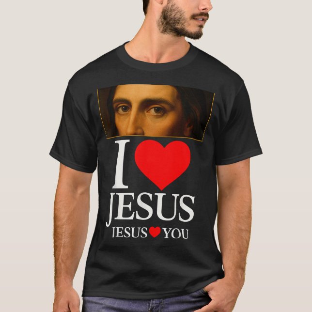 Camiseta Hugvyn I Love Jesus I Heart Jesus Faith American C (Anverso)