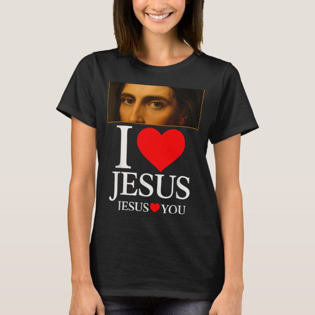 Camiseta Hugvyn I Love Jesus I Heart Jesus Faith American C (Anverso)