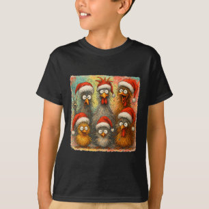 Camiseta Hugvyn Navidad Santa Pollo Loco Ansiosamente Roos