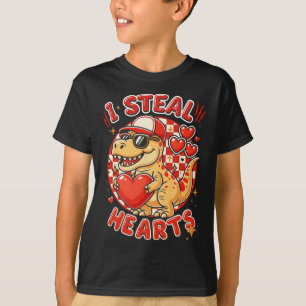 Camiseta Hugvyn robo corazones San Valentín chicos dinosaur