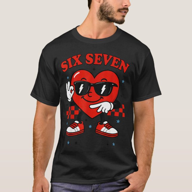 Camiseta Hugvyn Six Seven Heart 6 7 Meme Boy Girl Funny Val (Anverso)