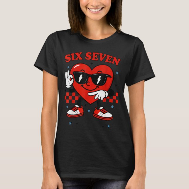 Camiseta Hugvyn Six Seven Heart 6 7 Meme Boy Girl Funny Val (Anverso)